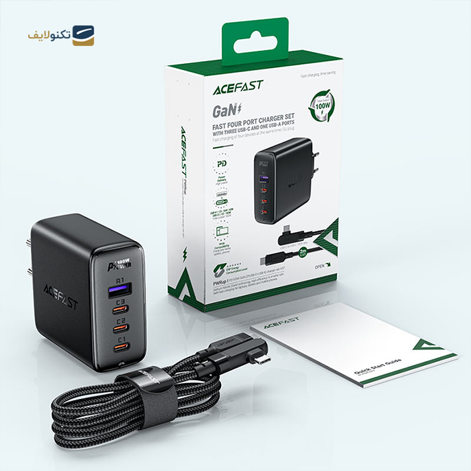 شارژر دیواری ایس فست مدل A37  - ACEFAST A37 PD100W GaN wall charger.