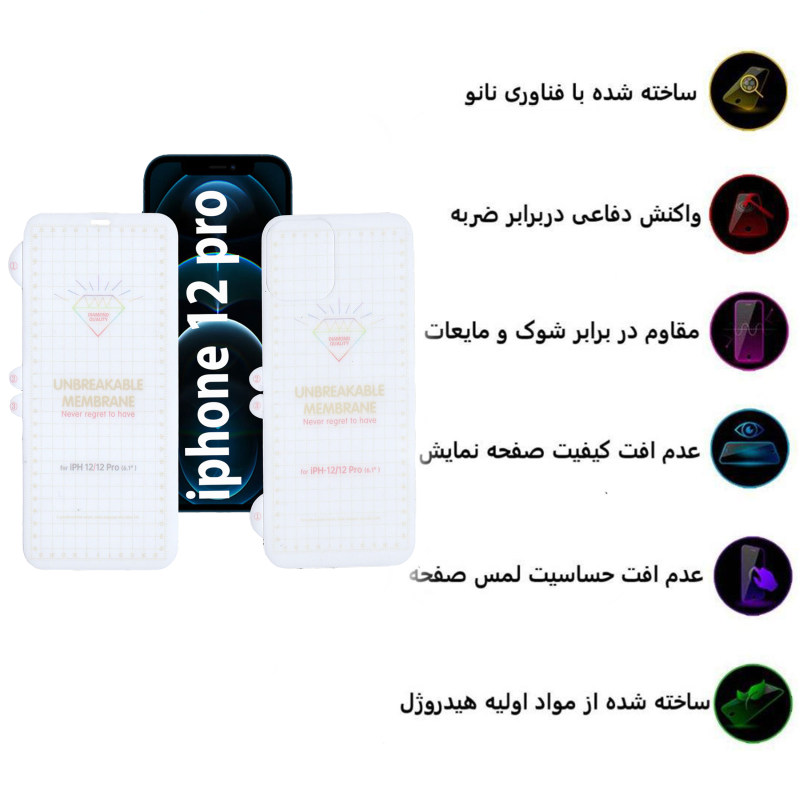 محافظ صفحه نمایش و پشت گوشی اپل iPhone 12 Pro بوف مدل Hg01 - Buff Hg01 Apple iPhone 12 Pro Screen and Back Glass Protector