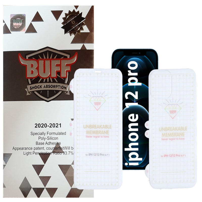 محافظ صفحه نمایش و پشت گوشی اپل iPhone 12 Pro بوف مدل Hg01 - Buff Hg01 Apple iPhone 12 Pro Screen and Back Glass Protector