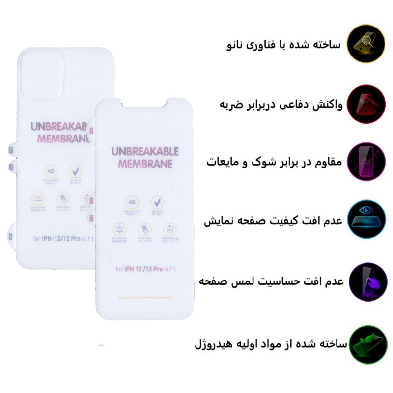 محافظ صفحه نمایش و پشت گوشی اپل iPhone 12 Pro بوف مات مدل HgM15 - Buff HgM15 Apple iPhone 12 Pro Matte Screen and Back Glass Protector