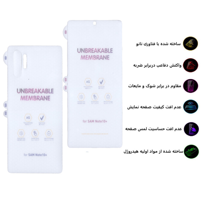 محافظ صفحه نمایش و پشت گوشی سامسونگ Galaxy Note 10 Plus بوف مات مدل Hgm15 - Buff Hgm15 Samsung Galaxy Note 10 Plus Matte Screen and Back Glass Protector