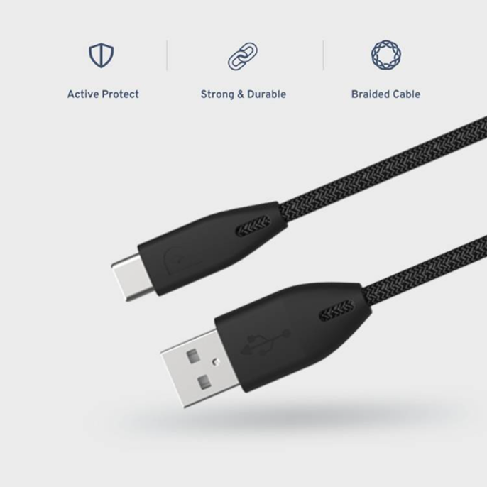 کابل تایپ سی پاورولوجی مدل PBAC12BK طول 1.2 متر - Powerology PBAC12BK Braided USB-A to Type-C Cable