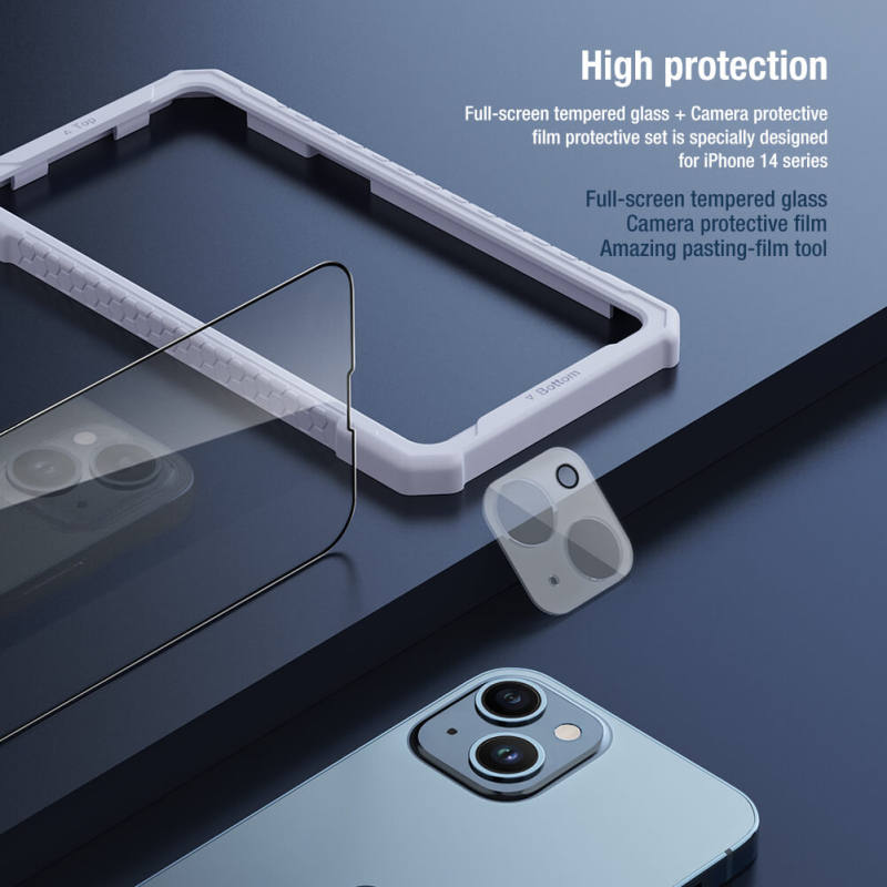 محافظ صفحه نمایش و لنز گوشی اپل iPhone 14 Plus نیلکین مدل Amazing 2-in-1 HD - Nillkin Amazing 2-in-1 HD Apple iPhone 14 Plus Screen and Lens Glass Protector
