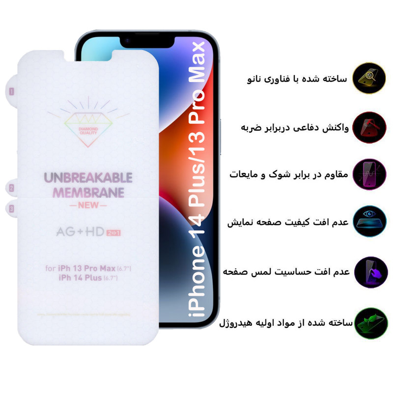 گلس گوشی اپل iPhone 14 Plus / 13 Pro Max بوف مدل Hydrogel-Double-G - Buff Hydrogel-Double-G Apple iPhone 14 Plus / iPhone 13 Pro Max Screen Pro tector
