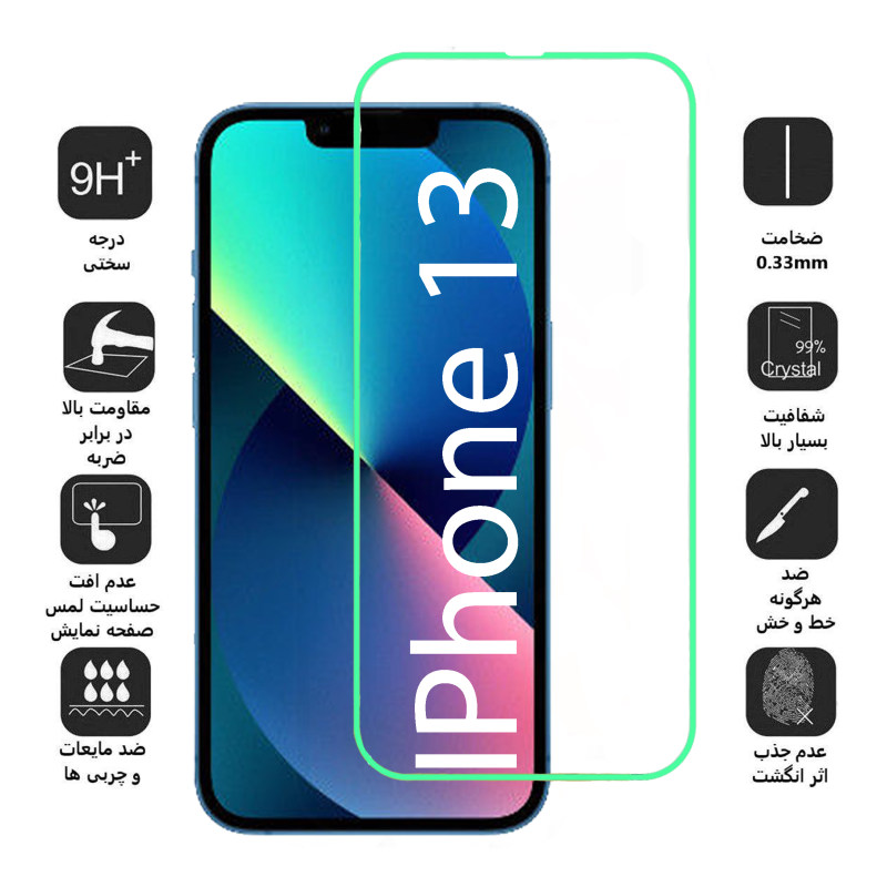 گلس گوشی اپل iPhone 13 بوف مدل Neon - Buff Neon Apple iPhone 13 Glass Screen Protector