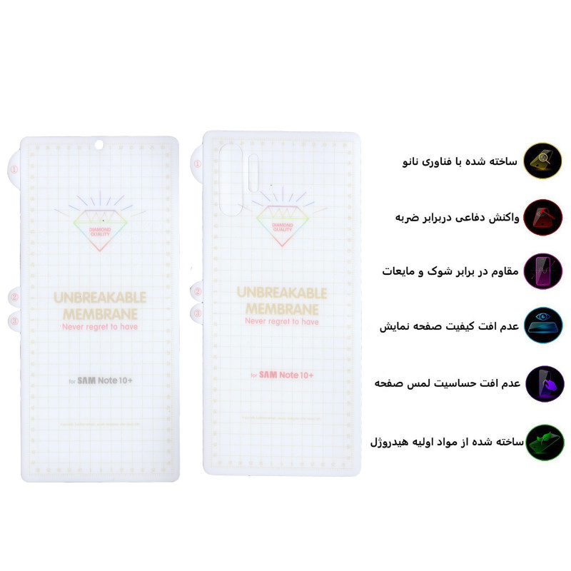 محافظ صفحه نمایش و پشت گوشی سامسونگ Galaxy Note 10 Plus بوف مدل Hg01 - Buff Hg01 Galaxy Note 10 Plus Screen and back Protector