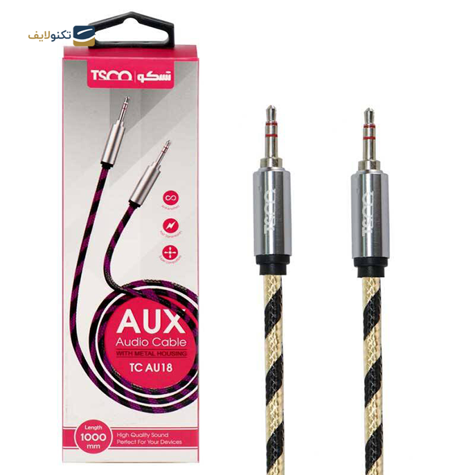 کابل AUX تسکو مدل TC AU18 طول 1 متر - TSCO TC AU18 AUX Cable 1m