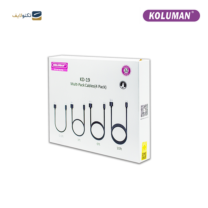  کابل تبدیل USB به لایتنینگ کلومن مدل KD-19 - KOLUMAN KD-19 USB TO LIGHTNING 4IN1 CHARGE AND SYNC DATA CABLE