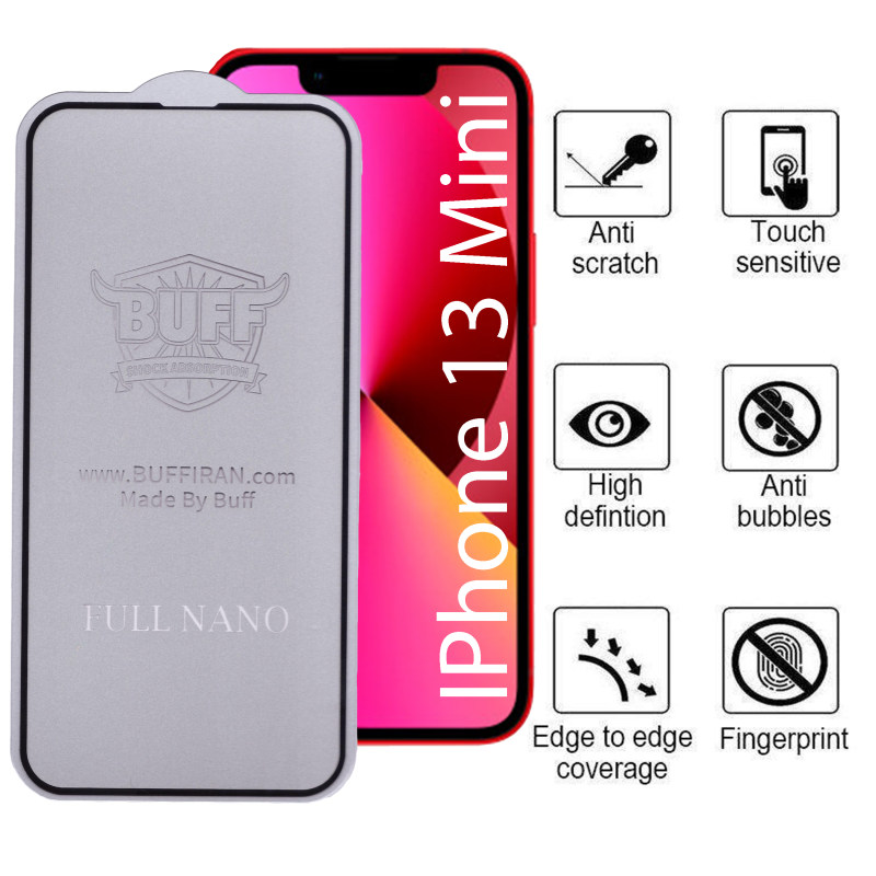گلس گوشی اپل iPhone 13 Mini بوف مدل Nfx به همراه بیمه شکستگی - Buff Nfx Apple iPhone 13 Mini Glass Screen Protector