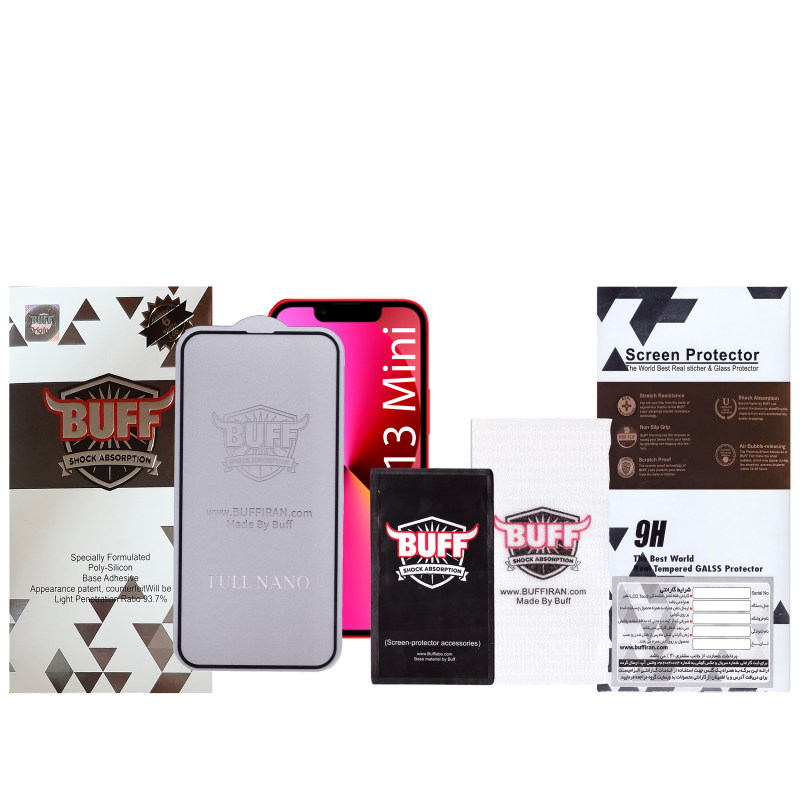 گلس گوشی اپل iPhone 13 Mini بوف مدل Nfx به همراه بیمه شکستگی - Buff Nfx Apple iPhone 13 Mini Glass Screen Protector
