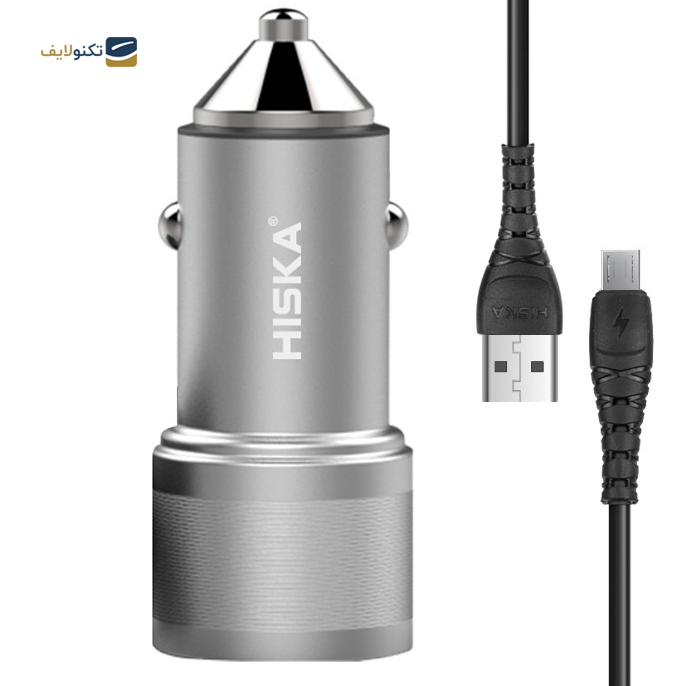 شارژر فندکی هیسکا مدل CC-309Q به همراه کابل تبدیل Microusb - HISKA CC-309Q1 Car Charger