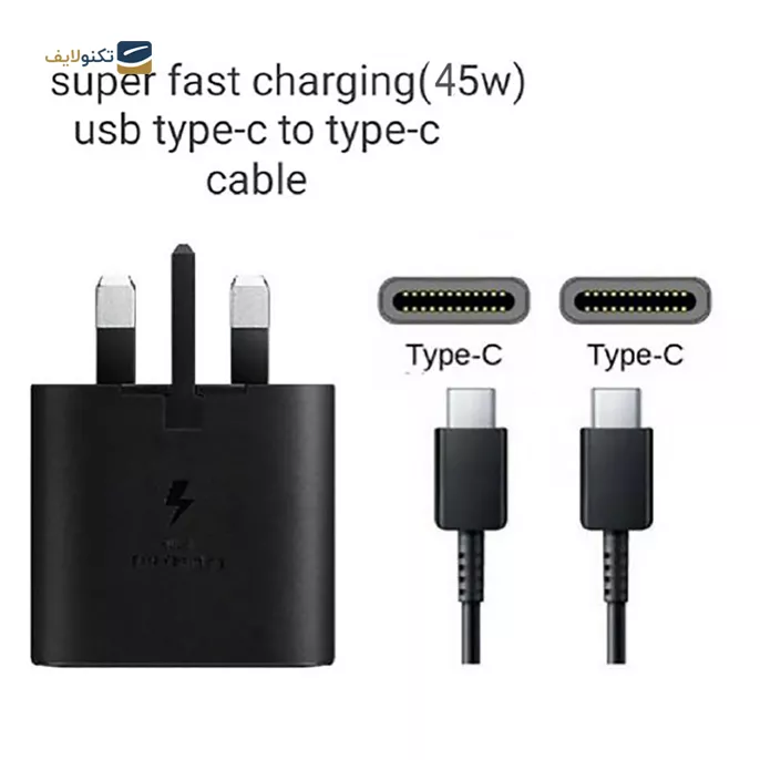 شارژر دیواری سامسونگ 45 وات مدل EP-TA845 سه شاخه اروپا به همراه کابل دو سر تایپ سی - ویتنام - Samsung EP-TA845 45W Charger