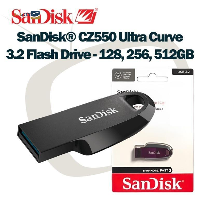 فلش مموری سن دیسک مدل CZ550 CURVE USB3.2 ظرفیت 32 گیگابایت - SanDisk CZ550 CURVE USB3.2 Flash Memory - 32GB