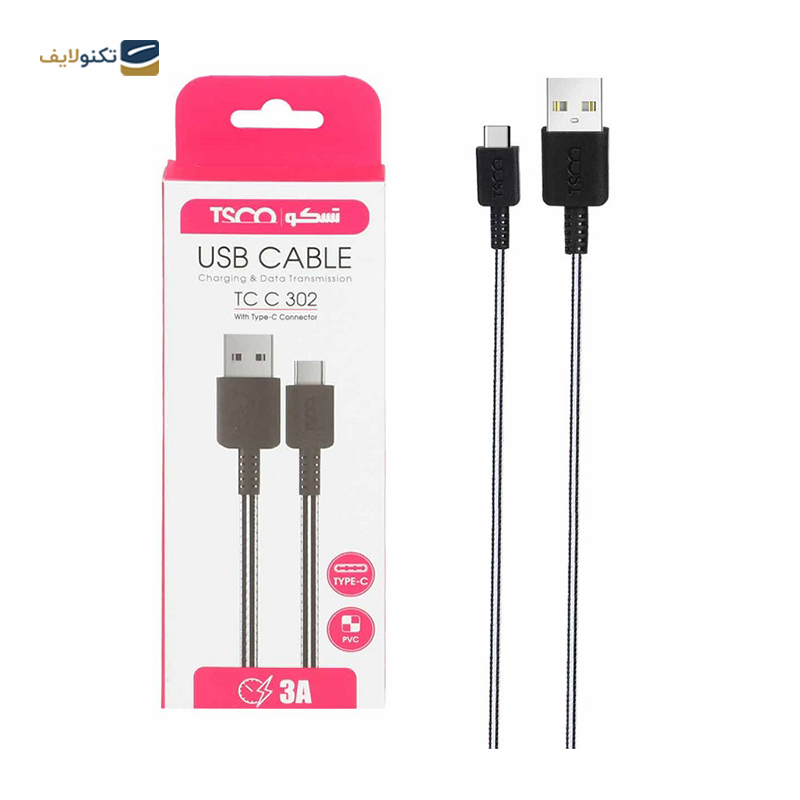 کابل تایپ سی تسکو مدل TC C302 طول 1 متر - TSCO TC C302 3A 1m Type-C Cable