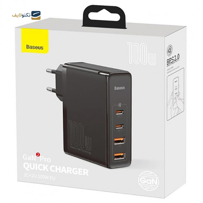 شارژر دیواری باسئوس مدل CCGAN2P-L01 به همراه کابل تبدیل USB-C - Baseus CCGAN2P-L01 wall charger with USB-C cable