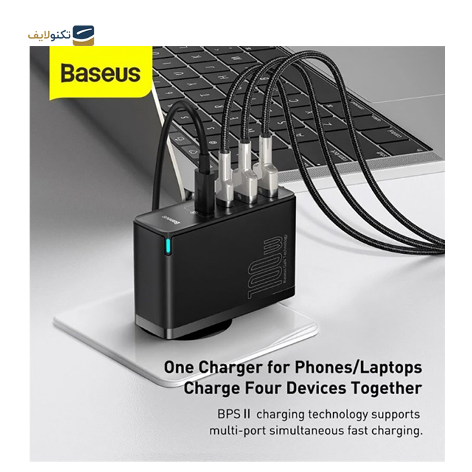 شارژر دیواری باسئوس مدل CCGAN2P-L01 به همراه کابل تبدیل USB-C - Baseus CCGAN2P-L01 wall charger with USB-C cable