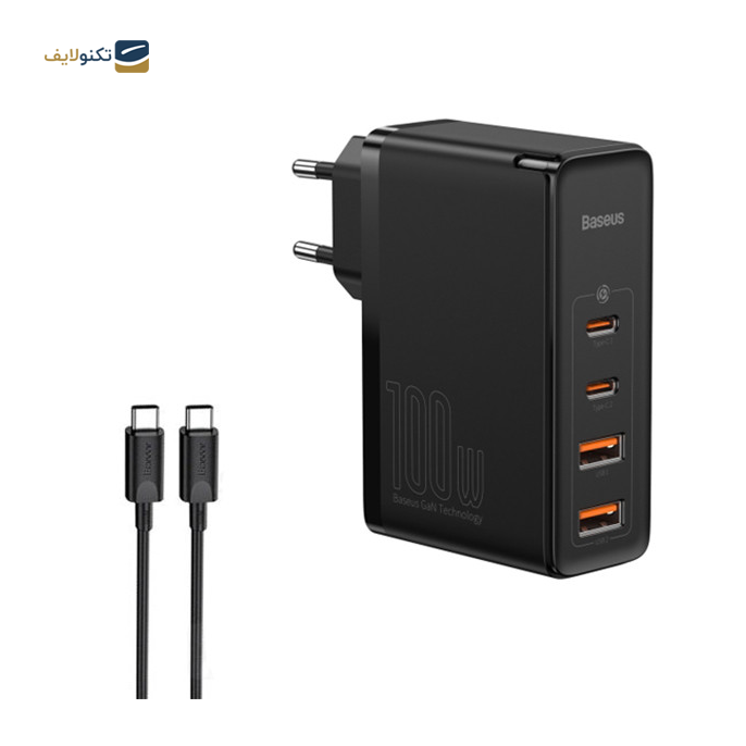 شارژر دیواری باسئوس مدل CCGAN2P-L01 به همراه کابل تبدیل USB-C - Baseus CCGAN2P-L01 wall charger with USB-C cable