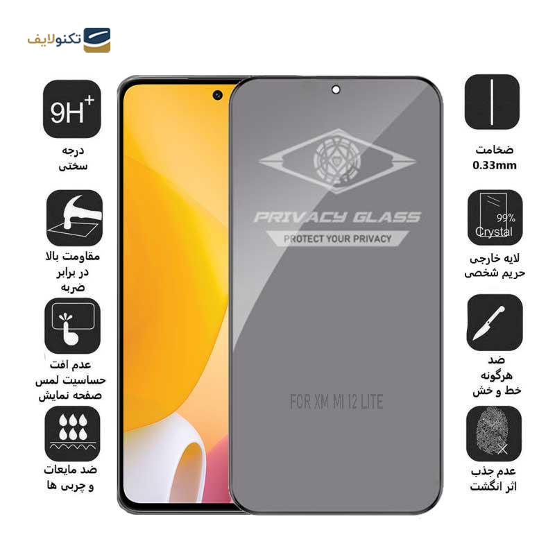 گلس گوشی شیائومی Mi 12 Lite اپیکوی مدل PvSight  - Epicoy PvSight Xiaomi Mi 12 Lite Screen Protector