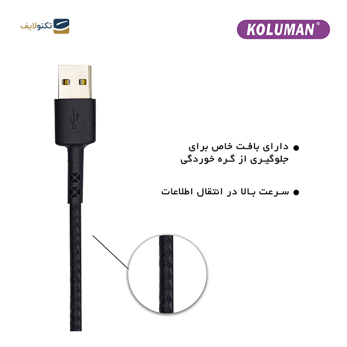 کابل تبدیل USB به MICRO USB کلومن مدل KD-30 - KOLUMAN KD-30 USB TO MICRO USB 5IN1 CHARGE AND SYNC DATA CABLE