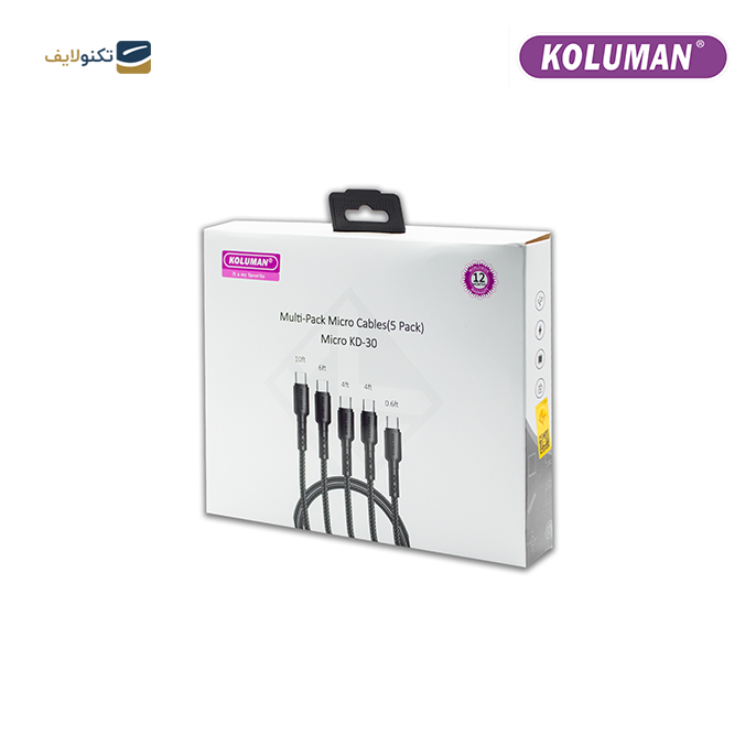 کابل تبدیل USB به MICRO USB کلومن مدل KD-30 - KOLUMAN KD-30 USB TO MICRO USB 5IN1 CHARGE AND SYNC DATA CABLE