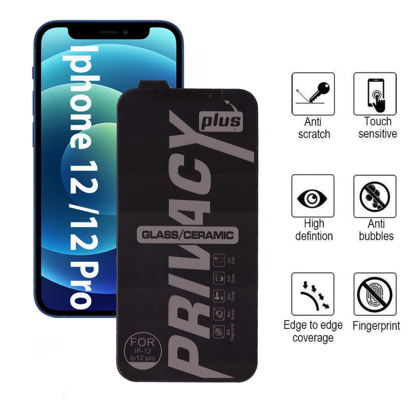 محافظ صفحه نمایش سرامیکی گوشی اپل iPhone 12 / 12 Pro بوف حریم شخصی مدل shield - Buff ceramic shield Privacy Iphone 12 / Iphone 12 Pro Screen and back Protector