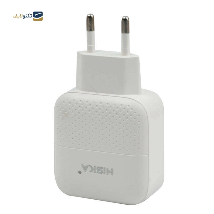 شارژر دیواری هیسکا مدل H111Q به همراه کابل تبدیل micro USB - Hiska H111Q DUAL USB WALL CHARGER with micro USB cable