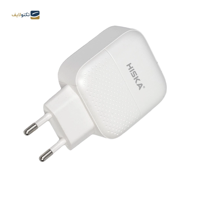 شارژر دیواری هیسکا مدل H111Q به همراه کابل تبدیل micro USB - Hiska H111Q DUAL USB WALL CHARGER with micro USB cable