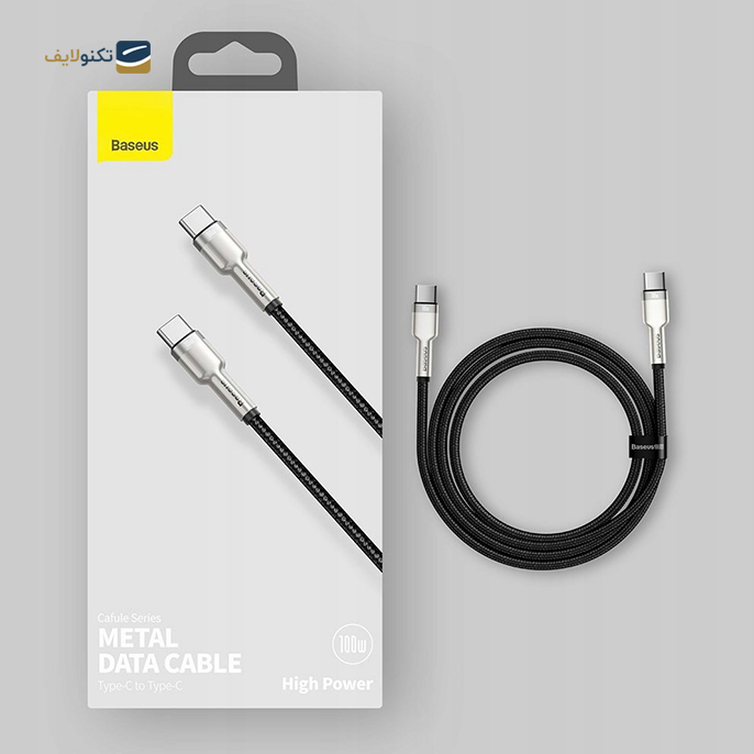 کابل تبدیل USB-C به USB-C باسئوس مدل CATJK-C01 طول 1 متر - Baseus Cafule Series Metal Data Cable Type-C to Type-C 100W 1m