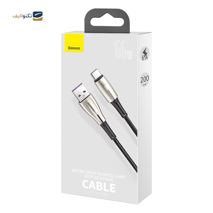 کابل تبدیل USB به USB-C باسئوس مدل CATSD-N01 طول 2 متر - Baseus Water Drop-shaped Lamp SuperCharge Cable For Type-C 66W 2m