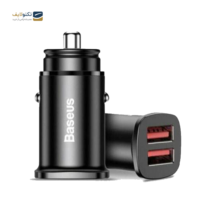  شارژر فندکی باسئوس مدل Dual CCALL-DS01 - Baseus Square metal A+A 30W Dual QC3.0 Quick Car Charger Black