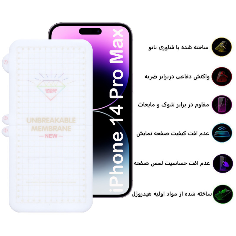 گلس گوشی اپل iPhone 14 Pro Max بوف مدل Hydrogel - Buff Hydrogel iPhone 14 Pro Max Screen Protector