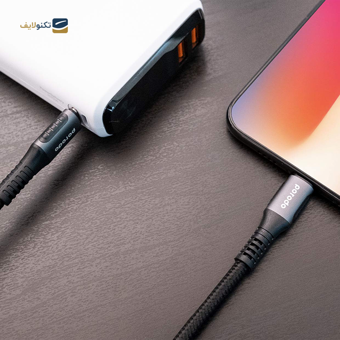 کابل تبدیل USB-C به لایتنینگ پرودو مدل PD-2PDCL طول 2 متر - PORODO Type-C to Lightning Cable (PD) Braided and Aluminum