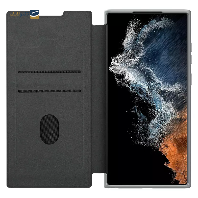 کیف کلاسوری گوشی سامسونگ Galaxy S23 Ultra نیلکین مدل Qin Pro Plain Leather Cloth - Nillkin Qin Pro Plain Leather Cloth Case For Samsung Galaxy S23 Ultra