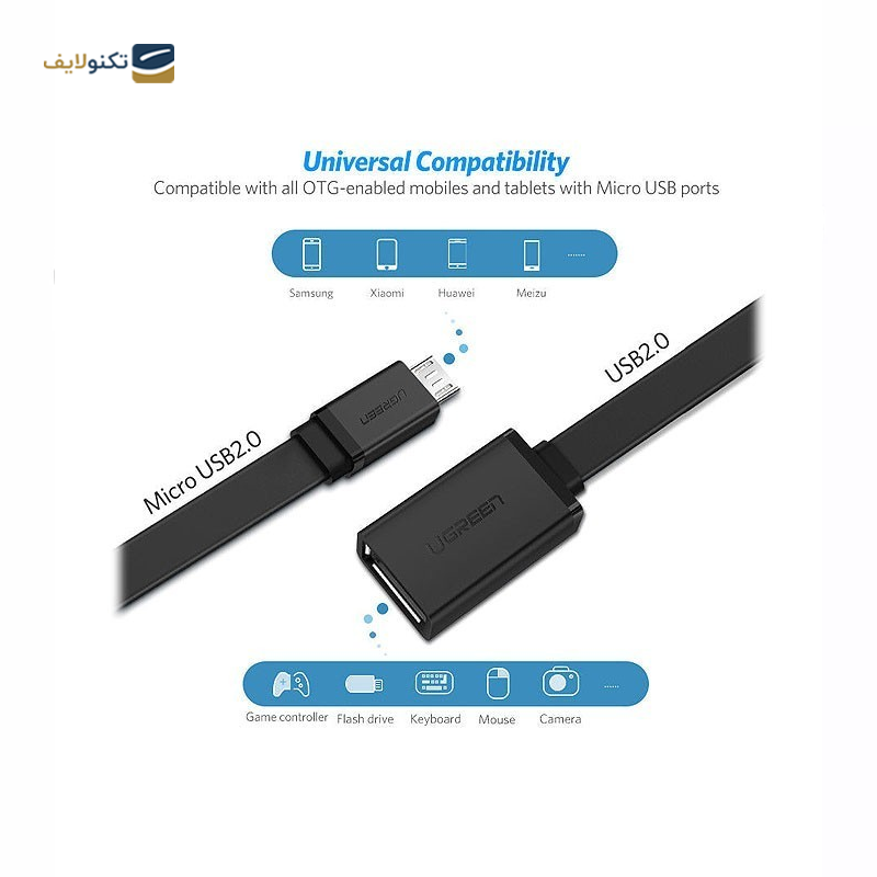 مبدل Micro USB به USB یوگرین US133 مدل 10396 - UGREEN US133 10396 Micro USB Male To USB 2.0 A Female Converter