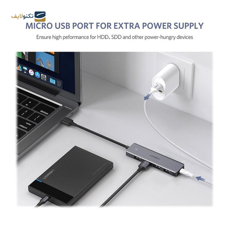 هاب USB-A یوگرین 4 پورت CM219 مدل 50985 - UGREEN CM219-50985 4 Port USB-A Hub