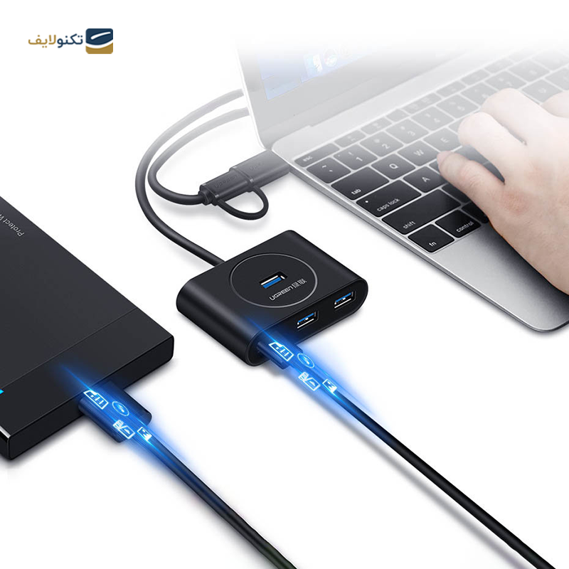 هاب USB-A یوگرین 4 پورت CR113 مدل 20290 - UGREEN CR113-20290 4 Port USB-A Hub