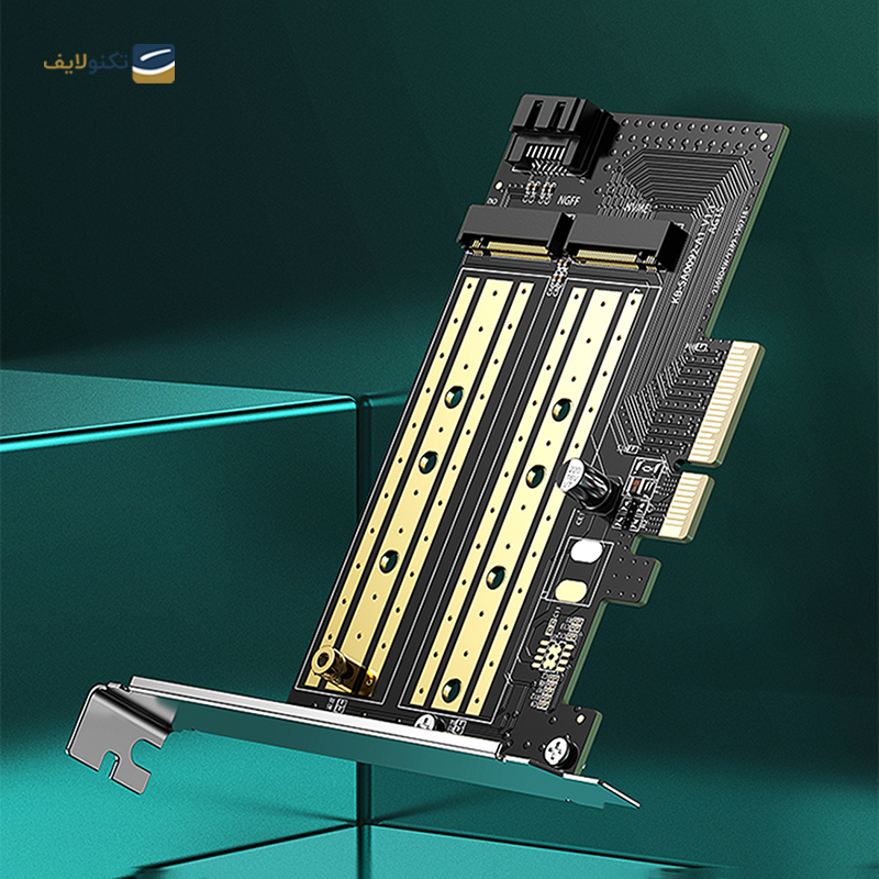 تبدیل M.2 M-Key+M.2 B-Key به PCle 3.0 4X یوگرین CM302 مدل 70504 - UGREEN CM302-70504 M.2 M-Key+M.2 B-Key to PCI-E 3.0 × 4 Expansion Card