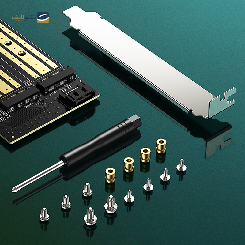 تبدیل M.2 M-Key+M.2 B-Key به PCle 3.0 4X یوگرین CM302 مدل 70504 - UGREEN CM302-70504 M.2 M-Key+M.2 B-Key to PCI-E 3.0 × 4 Expansion Card