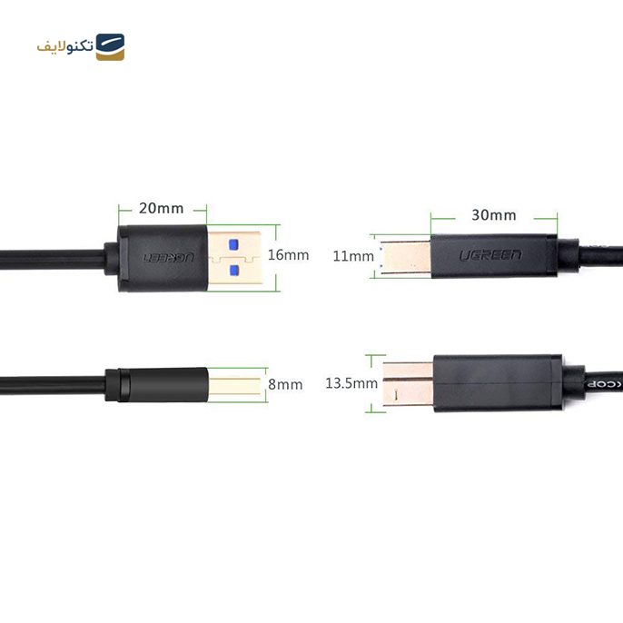  کابل تبدیل USB-B به USB یوگرین US210 مدل 10372 طول 2 متر - UGREEN US210 10372 USB-B to USB 3.0 Cable 2m
