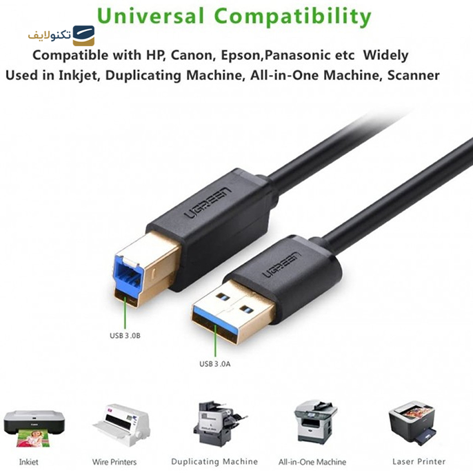  کابل تبدیل USB-B به USB یوگرین US210 مدل 10372 طول 2 متر - UGREEN US210 10372 USB-B to USB 3.0 Cable 2m