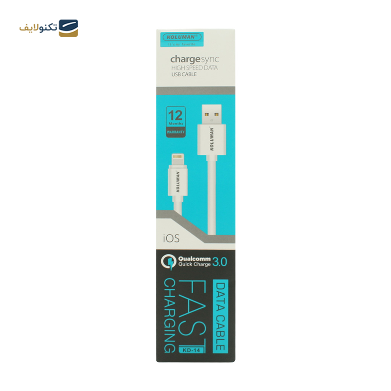 کابل لایتنینگ کلومن مدل KD-14 طول 1 متر  - Koluman KD-14 USB to Lightning cable 1m