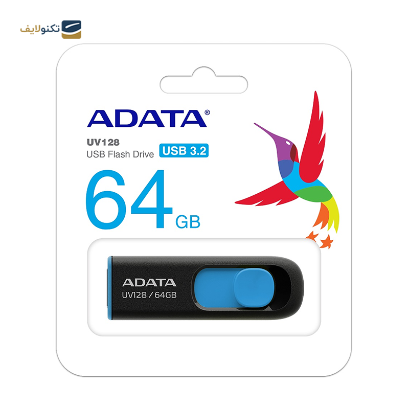 فلش مموری ای دیتا مدل UV128 USB 3 ظرفیت 64 گیگابایت  - ADATA UV128 USB 3 Flash Memory-64GB