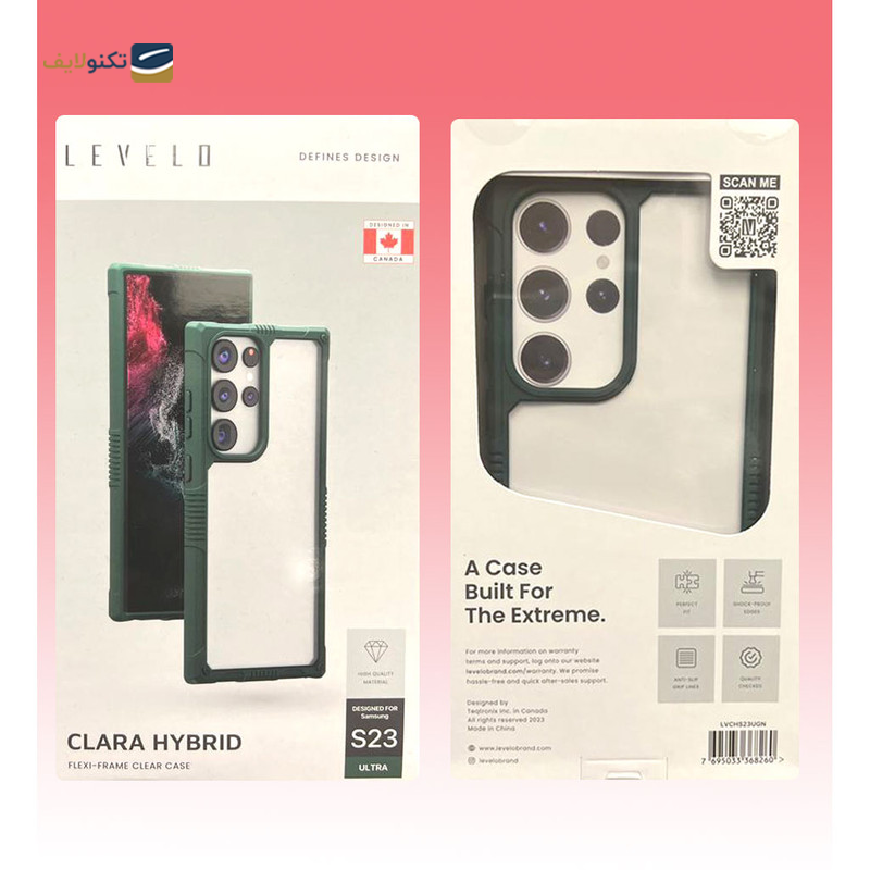 قاب گوشی سامسونگ Galaxy S23 Ultra لولو مدل Clara Hybrid  - levelo Clara Hybrid Cover For sumsung Galaxy S23 Ultra