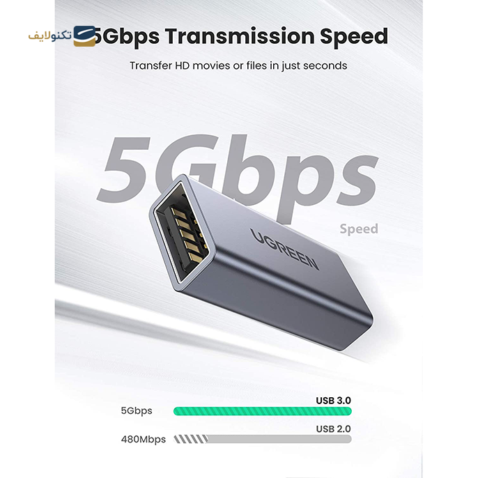 تبدیل USB مادگی به مادگی یوگرین US381 مدل 20119 - UGREEN US381 20119 USB3.0 A/F to A/F Adapter