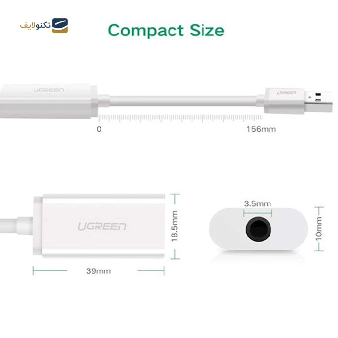 کابل تبدیل USB به جک 3.5 میلی متری صدا یوگرین US206 مدل 30712 - UGREEN US206 30712 USB External Stereo Sound Adapter