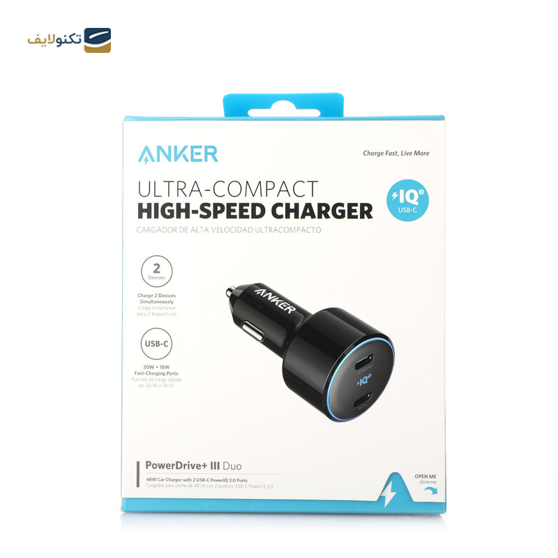 شارژر فندکی انکر مدل PowerDrive+ III Duo A2725 - anker PowerDrive+ III Duo A2725 Car Charger