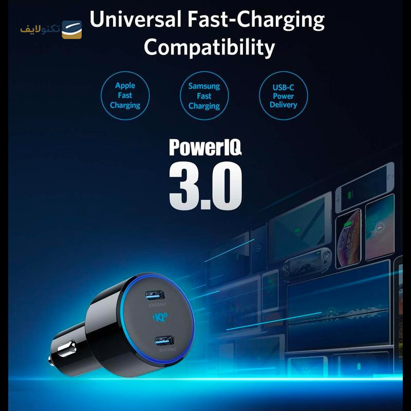 شارژر فندکی انکر مدل PowerDrive+ III Duo A2725 - anker PowerDrive+ III Duo A2725 Car Charger