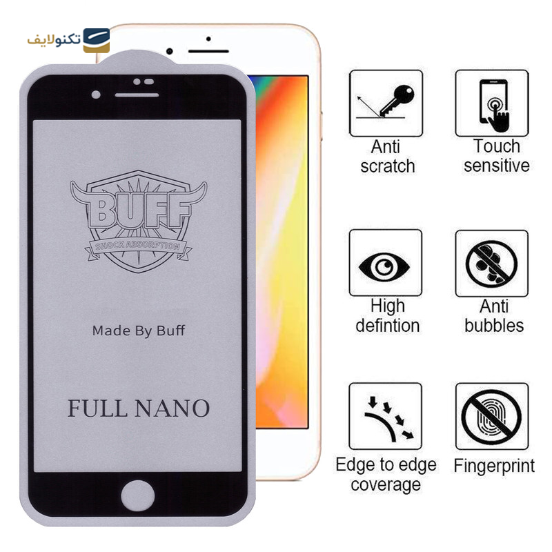 گلس گوشی اپل iPhone 8 Plus - 7 Plus بوف مدل Full Nano-G - Buff Full Nano-G Screen Protector For iPhone 8 Plus - 7 Plus
