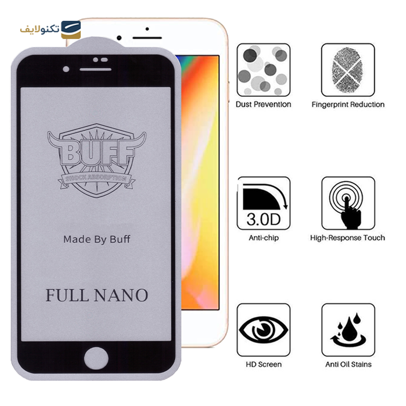 گلس گوشی اپل iPhone 8 Plus - 7 Plus بوف مدل Full Nano-G - Buff Full Nano-G Screen Protector For iPhone 8 Plus - 7 Plus