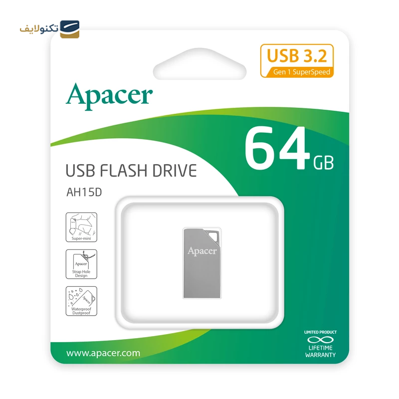 فلش مموری اپیسر مدل AH15D USB 3 ظرفیت 64 گیگابایت - Apacer AH15D USB 3.2 Flash Memory - 32GB